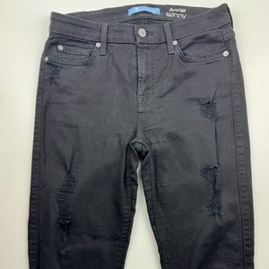 Seven 7 For All Mankind b(air) 27‎ Black Distressed The Ankle Super Skinny Jeans
